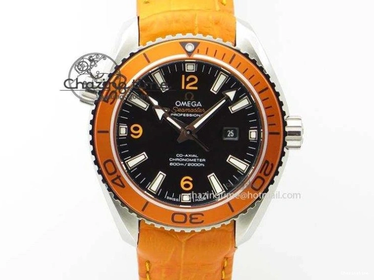 0509 WrinkleFree Seamaster Planet Ocean 600M 43.5mm SS SCF 1:1 Best Edition Black Orange Bezel Black Dial on SS Bracelet A8900 Super Clone 7682